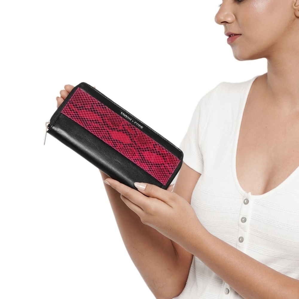 NWT Union Code Snake Foil Print Genuine Leather RFID Wallet